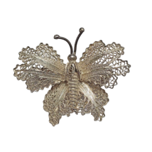 800 Silver Filigree Butterfly Brooch Pin Marked CR 800 Vintage or Antique - £18.67 GBP