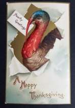 Turkey Thanksgiving Clapsaddle Postcard 1909 Hearty Greetings Gold Embossed - £6.59 GBP