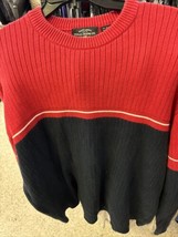Vintage Ralph Lauren Red Blue Knit Cotton  Sweater Xl Polo Jeans Co Made In Aust - £47.64 GBP
