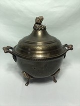 Vintage Etched Brass Lidded Acorn Bowl with Feet Made In India - $39.55