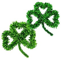 St. Patricks Day Green Shamrock-Shaped Tinsel Wall Decorations 14&quot; (Pac... - $9.25