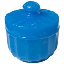 Antique French Opaline Blue Glass Small Covered Lidded Box Jar Marked On... - $100.00