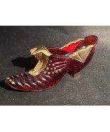 95TH ANNIVER. FENTON RUBY RED &amp; GOLD GLASS SHOE SIGNED J B YRd &amp; RANDY F... - $34.65