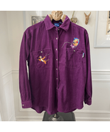 Vintage 90s Disney Pooh Tigger Piglet Mulberry Corduroy Button Up M - $45.46 CAD