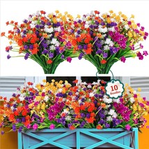 Lnoicy 10Pcs. Artificial Flowers For Outdoor, Plastic Flowers Decoration, Uv - £35.27 GBP