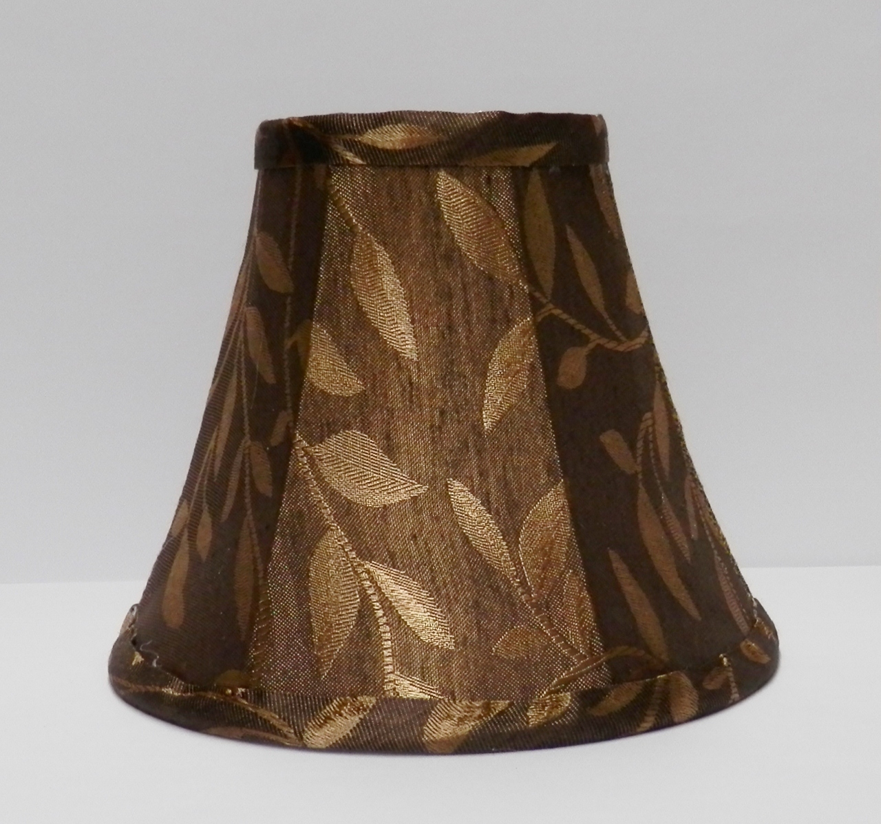 Bronze - Brown w/Gold Leaves All Fabric Chandelier Lamp Shade - $13.00