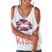Mondxflaur Flag Sleeveless T Shirts for Women Loose Fit Elegant Top Clothes - $22.99