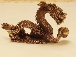 Brass Lucky Mini Amulet Dragon Figurine Vintage Collect Animal Statue Ho... - $35.99