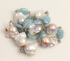 Baroque Pearl Chalcedony &amp; Sterling Silver Necklace - £209.60 GBP