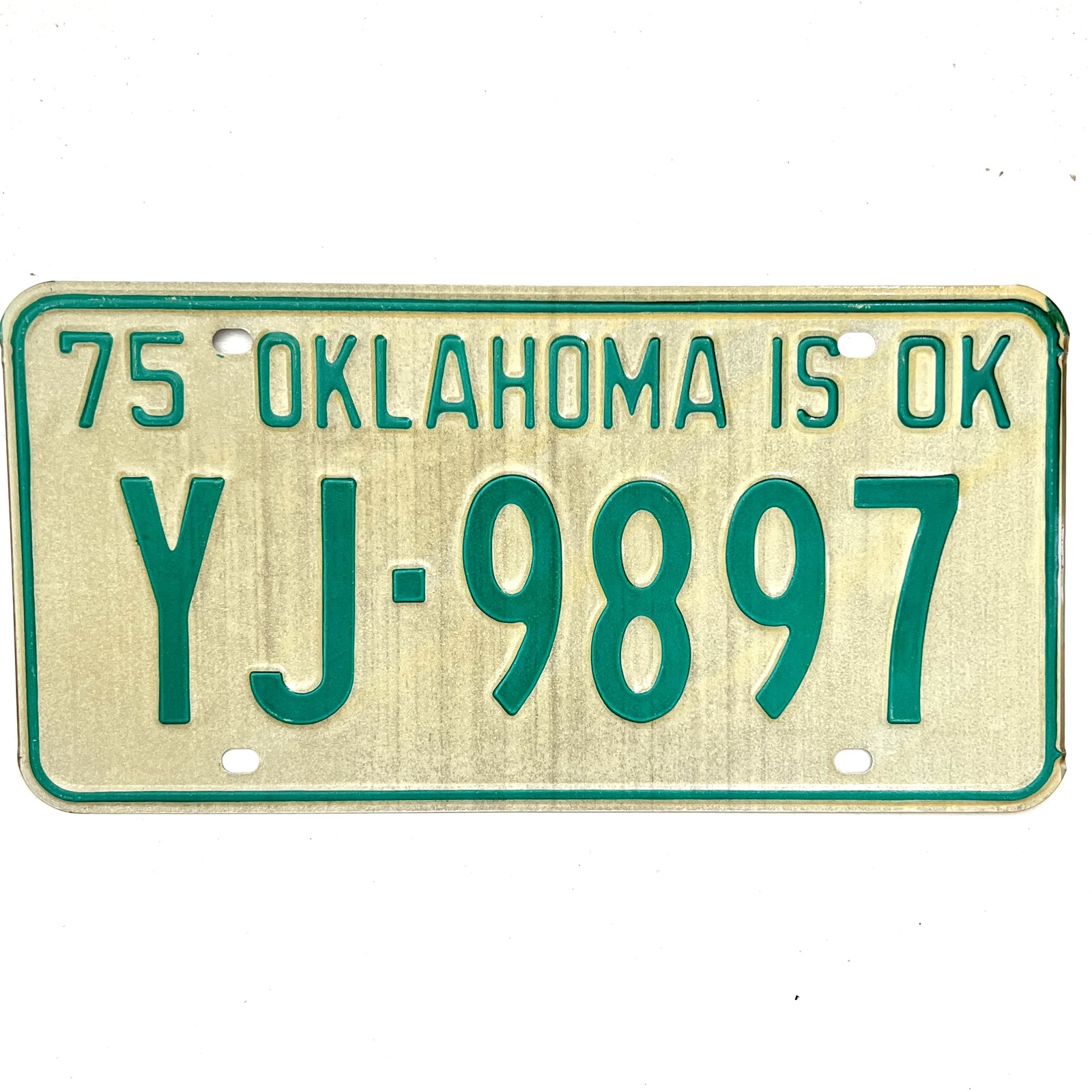 1975 United States Oklahoma Oklahoma County Passenger License Plate YJ-9897 - £14.11 GBP