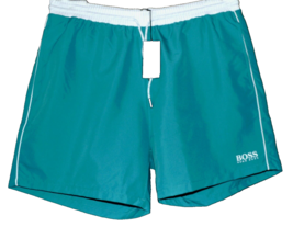 Hugo Boss Teal Blue White Logo Mens Swim Shorts Beach Athletic Size 2XL - £55.80 GBP