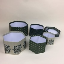 Set Of 5 Hexagonal Cardboard Nesting Gift Boxes Broadway Basketeers Used - £9.52 GBP