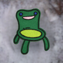 Froggy Chair Meme Green Cartoon Clothing Iron On Patch Decal Embroidery - £5.53 GBP