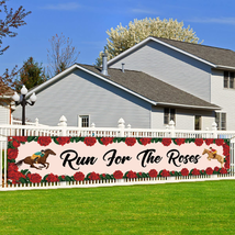 Run for the Roses Fence Banner Kentucky Derby Horse Racing Outdoor Party Garden  - £8.97 GBP