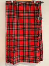 Vintage Wool Plaid Skirt- DUNCAN CAMERON-Leather Accnt Euro Medium Sz44 - $34.65