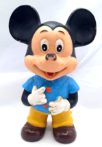 Mickey Mouse Figure Plastic Squeak Toy Made In Japan 6.5 Inch - $8.99