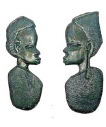 Vtg African Makonde Carved Wood Bust Heads Wall Hang Figure Figural Scul... - $450.65 MXN