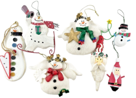 Snowmen and Santa  Christmas Ornaments Lot of 7 White Red - $12.99