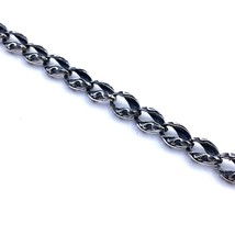Man&#39;s Engraved Chain Bracelet Sterling Silver 925 Patina Finish Handmade - £75.66 GBP