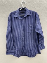 Mens Modern Elements Shirt Size Medium Blue Striped Long Sleeve Button Up - $6.76