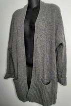 J. Crew Womens Cardigan Small Dream Gray Ribbed Wool Cashmere Blend Knit - £22.83 GBP