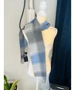 PHENIX Cashmere Mixed Weave Buffalo Plaid Scarf, Soft Luxurious, Blue Pl... - $67.01 CAD