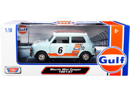 1961-1967 Morris Mini Cooper RHD (Right Hand Drive) #6 &quot;Gulf Oil&quot; Light Blue wit - £52.12 GBP