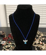 Hand Made Christian Blue  Double Braided Rope Cord 24&quot; Necklace w Angel ... - $10.76 CAD