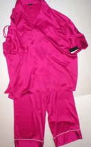 NWT New Designer Natori S Silky Pink Caftan Tunic Pajamas PJ&#39;s Womens Satin - £150.82 GBP