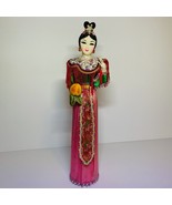 Chinese Girl Doll Holding Peach Oriental Vintage Dress 15&quot; Dolls Collectors - £31.65 GBP