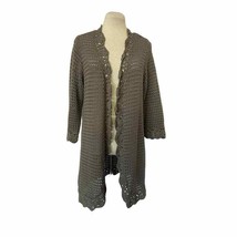 Liz Claiborne Crochet Duster Gray Sweater Size M - £19.73 GBP