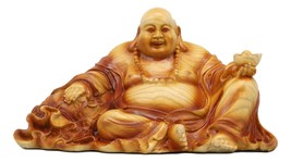 Ebros Feng Shui Hotei Happy Buddha Sitting with Gold Ingot and Money Coins 9&quot; W - £22.37 GBP