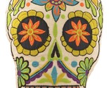 Colorful Sugar Skull Throw Pillow Detailed  Colors Embroidered Decorativ... - $28.95