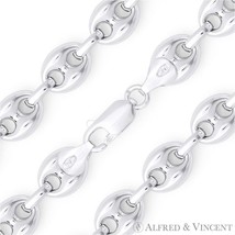 Italy .925 Sterling Silver 11mm Hollow Puffed Marina Mariner Link Chain Bracelet - £51.31 GBP+
