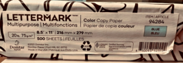 Lettermark Blue Multipurpose Copy Paper 8.5&quot; x 11&quot; 20# Ream of 500 Sheets - $9.90