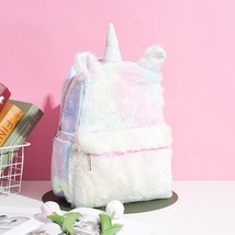 Personalized Name Girl Plush Unicorn Backpack Custom Name school Unicorn Bag Tra - £61.61 GBP