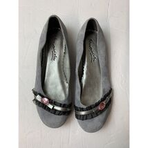 SKECHERS Somethin Else Gray Flats Gemstone Accent Womens Ballet Shoes Si... - $16.00