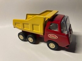 Vintage Tonka Mini Jeep Dump Truck TONKA 1960s Red Yellow Small 5&quot; Near Mint - $22.91