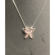 925 STERLING SILVER AND PINK GEMS BUTTERFLY  PENDANT  NECKLACE SKY - $36.04