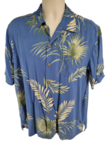 Tommy Bahama Hawaiian Shirt Medium Blue Silk Button Up - $23.71