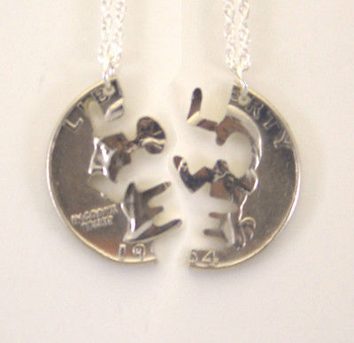 Primary image for Washington Quarter Love Cut Pair Cut Out Coin Jewelry, Necklace