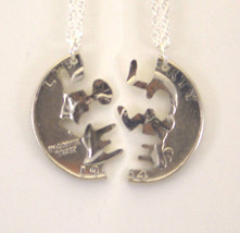 Washington Quarter Love Cut Pair Cut Out Coin Jewelry, Necklace - $36.48