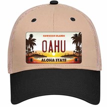 Oahu Hawaiian Islands Novelty Khaki Mesh License Plate Hat - £23.14 GBP