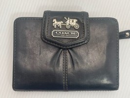 Coach Id Card Holder Wallet Case and Zip Coin Pocket Black Violet Leather - £24.56 GBP