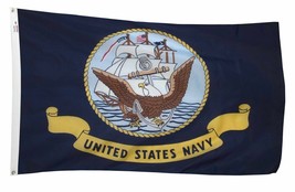 3 x 5 US Navy Anchor Ship Emblem Flag Double Sided Woven Poly Made in USA Clips - £24.22 GBP