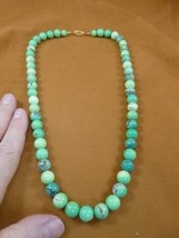 v328-5) 22&quot; long light green Moss Opal 10mm beaded bead gemstone necklace - £42.82 GBP