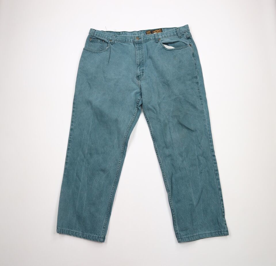 Vintage 90s Eddie Bauer Mens Size 42x30 Distressed Wide Leg Denim Jeans ... - $41.05
