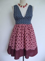 Lulus Sundress Dress XS Red White Blue Festival Lace Up PeekABoo Back Full Skirt - £51.88 GBP