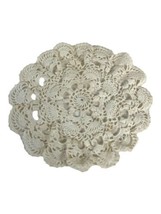 Vintage White Crocheted Doilie 6.5”x6.5” Antique White Ruffled Flowers Victorian - £11.19 GBP