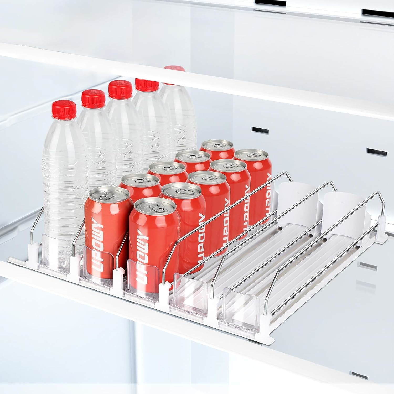 Drink Organizer For Fridge Soda Can Organizer Fridge Dispenser For, Whit... - $35.94
